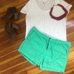 merona eyelet green shorts